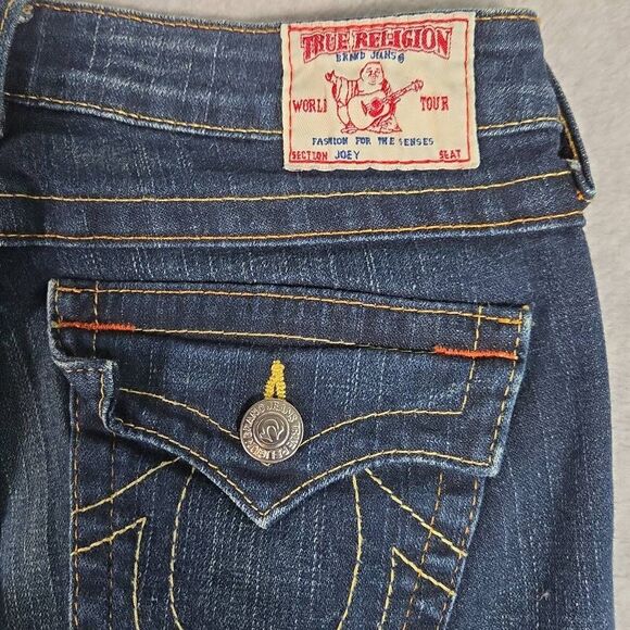 Vintage True Religion Joey Jeans Woman’s 28 Flared Flap Pockets Y2K USA x34 - Picture 9 of 13